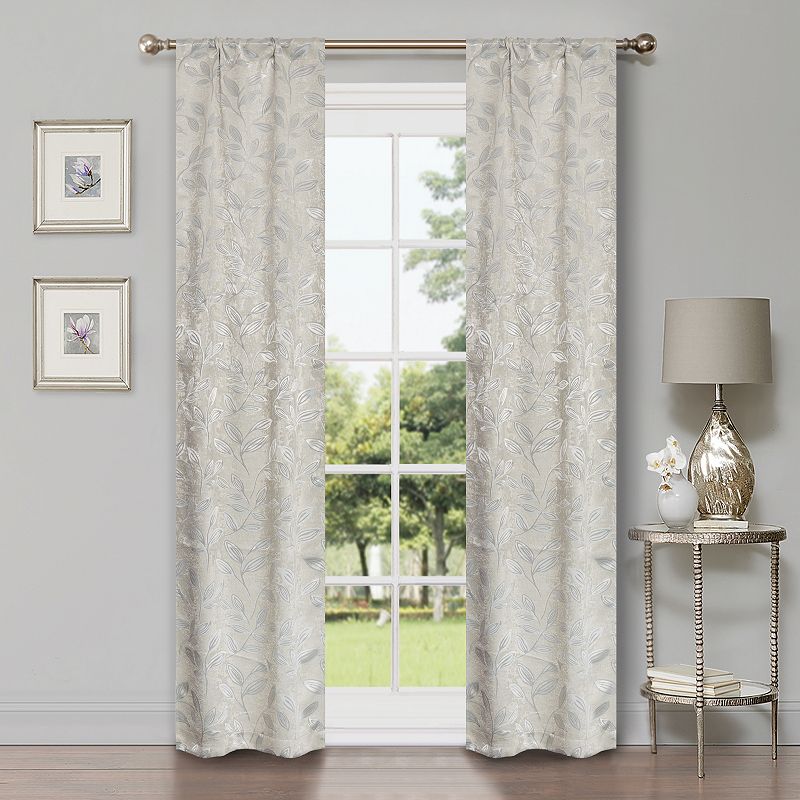 Superior Bohemian Leaves Insulated Thermal Blackout Rod Pocket Curtain Set