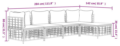 vidaXL Patio Furniture Set 5 Piece Sofa with Cushions Anthracite Poly Rattan   Tropical   Outdoor Sofas   by vidaXL LLC  Houzz