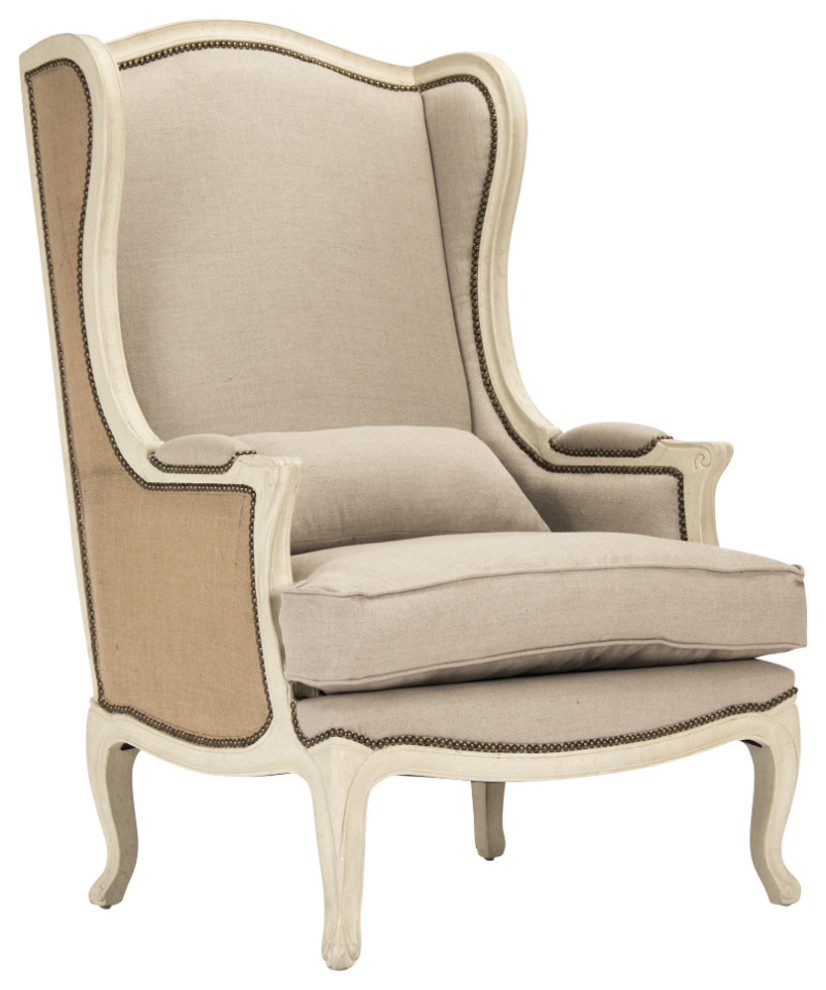 Leon Chair  Natural Linen  Burlap   French Country   Armchairs And Accent Chairs   by Zentique  Inc.  Houzz