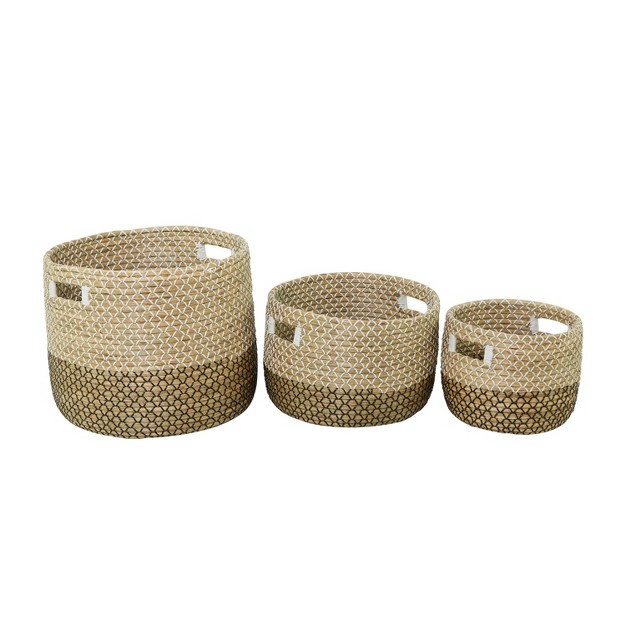 Set Of 3 Seagrass Storage Baskets Khaki Olivia amp May