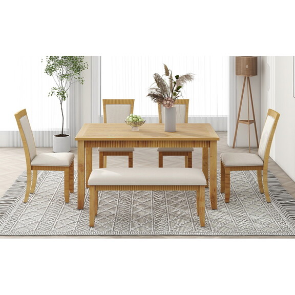 TOPMAX Rustic Solid Wood 6 piece Dining Table Set ...