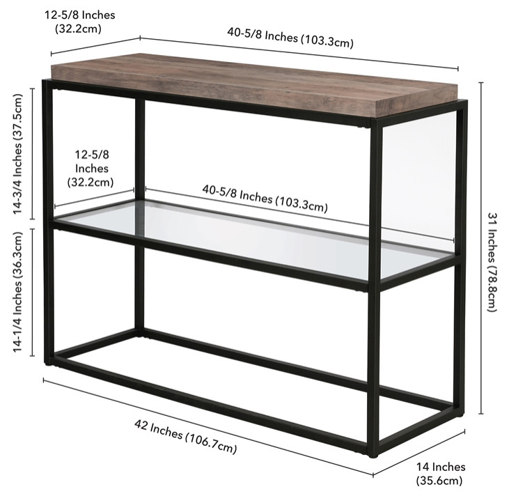 Henn ampHart 42 quotBlackened Bronze Metal/Glass Console Table   Transitional   Console Tables   by Homesquare  Houzz