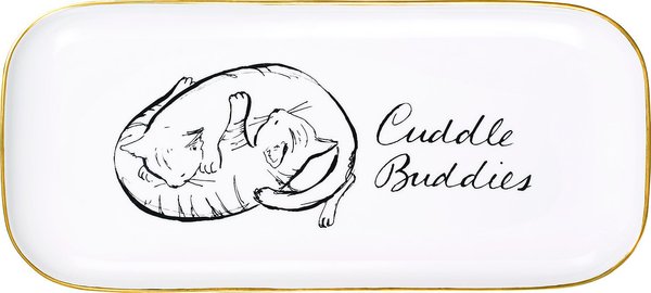 Punch Studio Cuddle Buddies Reclining Dog Ceramic Tray