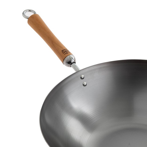 Uncoated Carbon Steel Flat Bottom Wok Silver