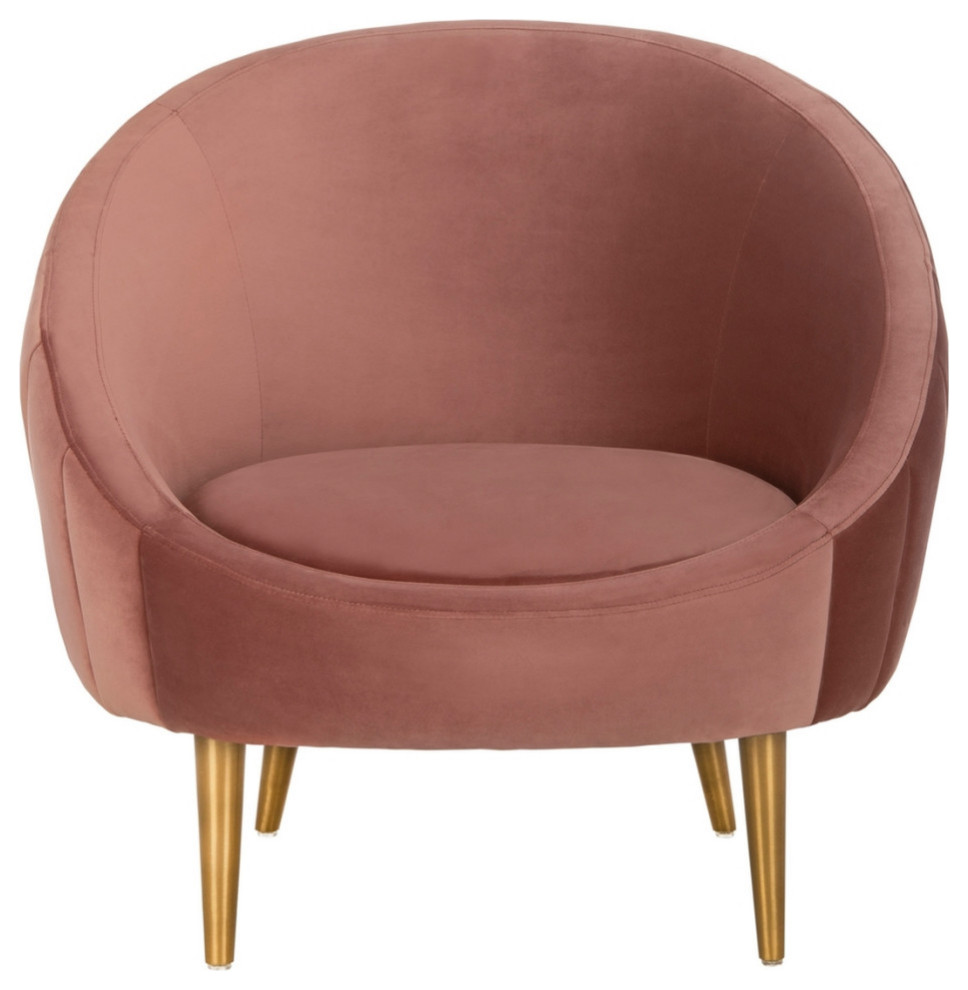 Lebi Channel Tufted Tub Chair Dusty Rose   Midcentury   Armchairs And Accent Chairs   by AED Luxury Home Decor  Houzz