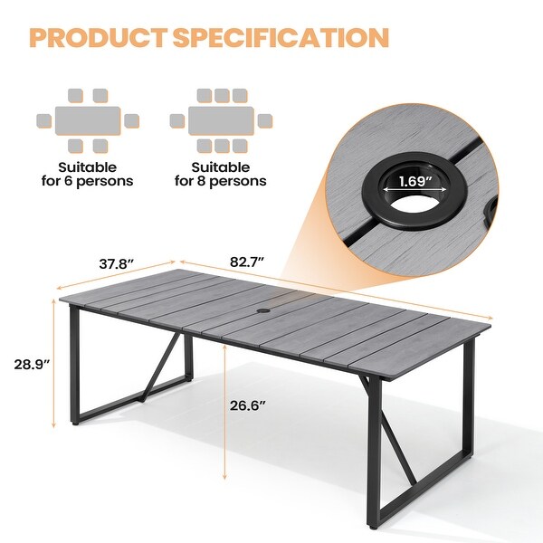 Patio Aluminum Dining Table Outdoor Patio 6 Person Rectangular Table