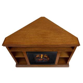 Real Flame Churchill 51 in. Corner Media Console Electric Fireplace in Oak 3750E-O