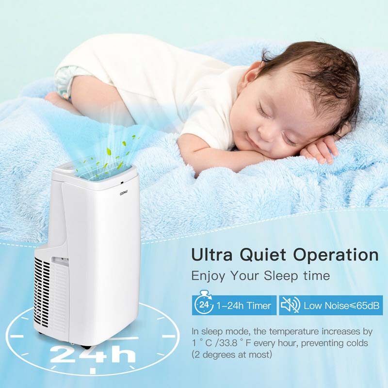 9000 BTU 3-in-1 Portable Air Conditioner Air Cooler Fan Dehumidifier with Remote Control, Auto Swing Function