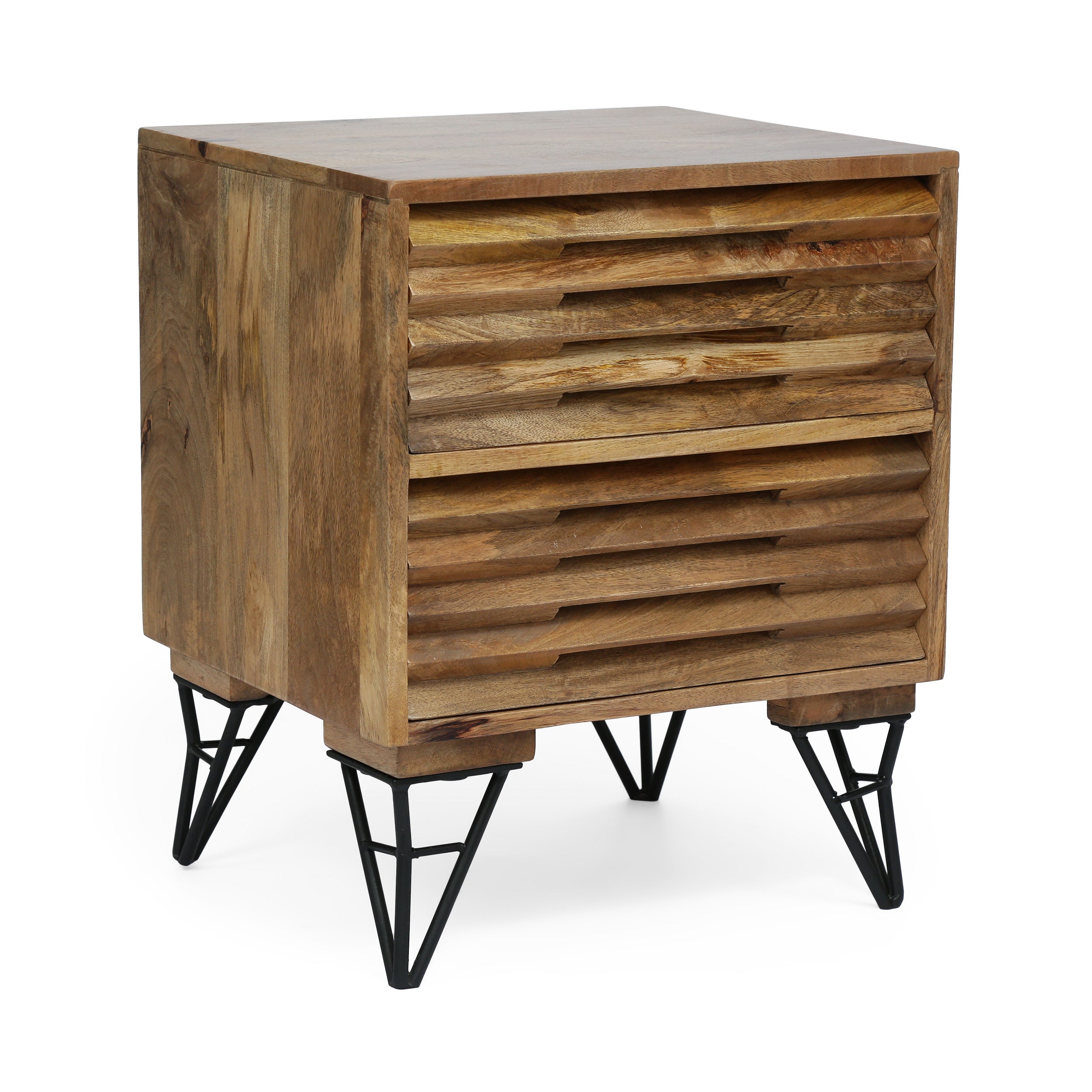 Arno Handcrafted Boho Mango Wood Nightstand