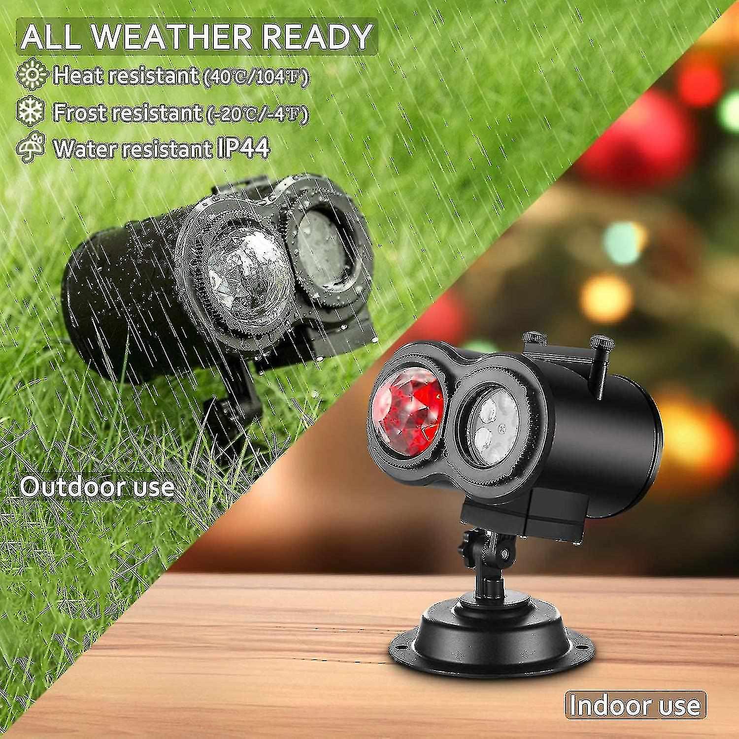 Christmas Projector Lights， 2-in-1 Ocean Wave Led Waterproof Light Outdoor Indoor Light For Theme Ho