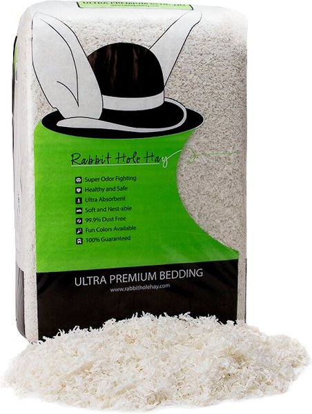 Rabbit Hole Hay Ultra Premium， Food Grade Paper Small Pet Bedding， White