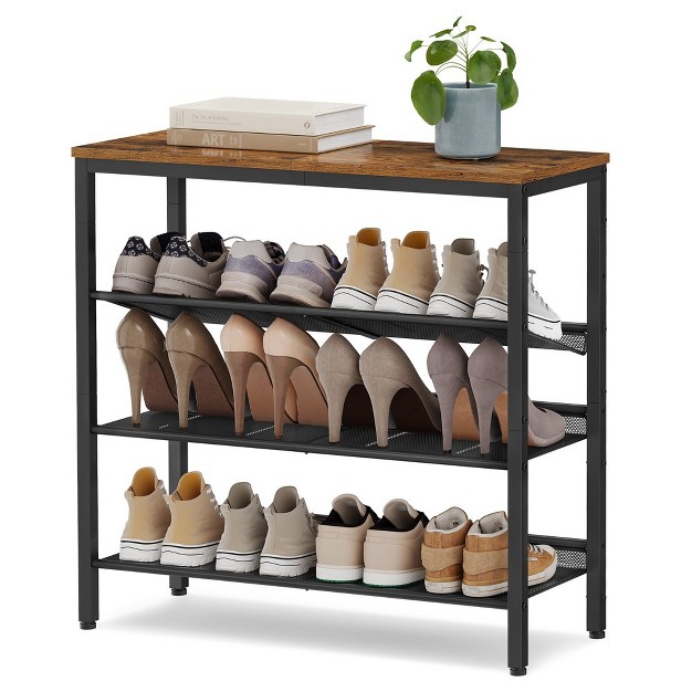 Vasagle 4 Tier Shoe Rack For Entryway Holds 12 15 Pairs