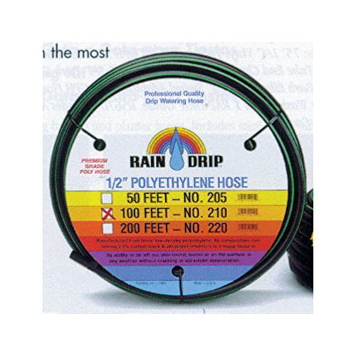 Rain Drip 052010P 1/2 X 100' Black Poly Drip Watering Hose