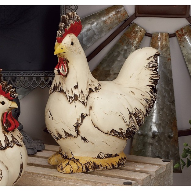 X 11 quot Magnesium Oxide Farmhouse Rooster Garden Sculpture White Olivia amp May