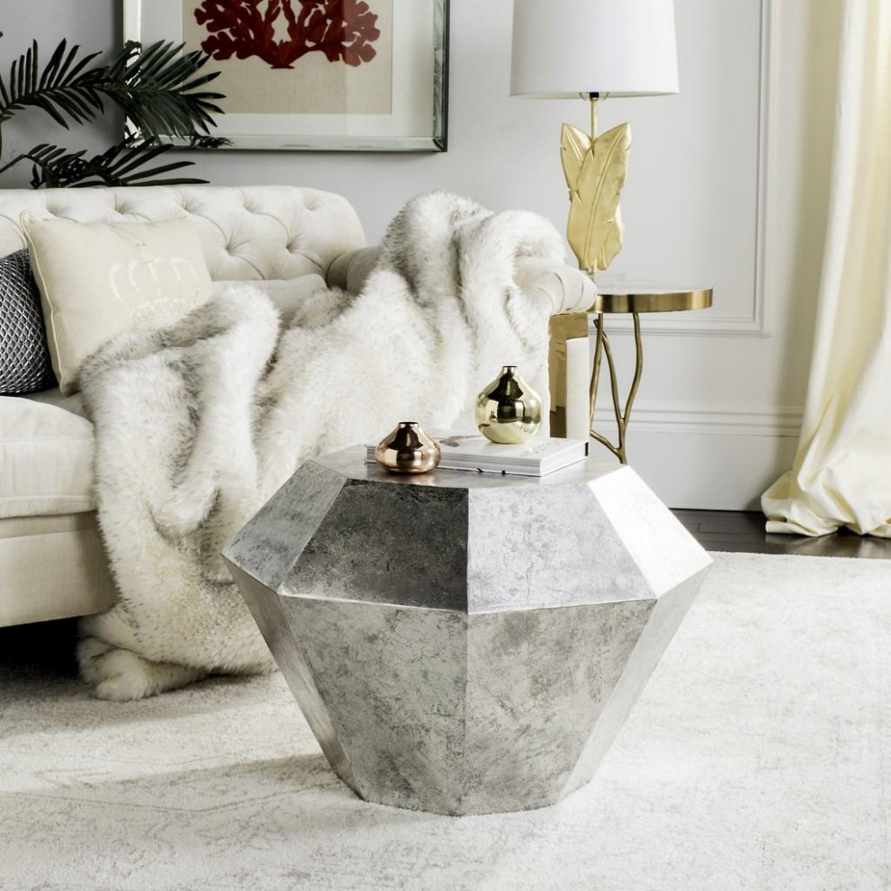 Anabeth Diamond Accent Table Antique Silver   Contemporary   Side Tables And End Tables   by Peachtree Fine Furniture  Houzz