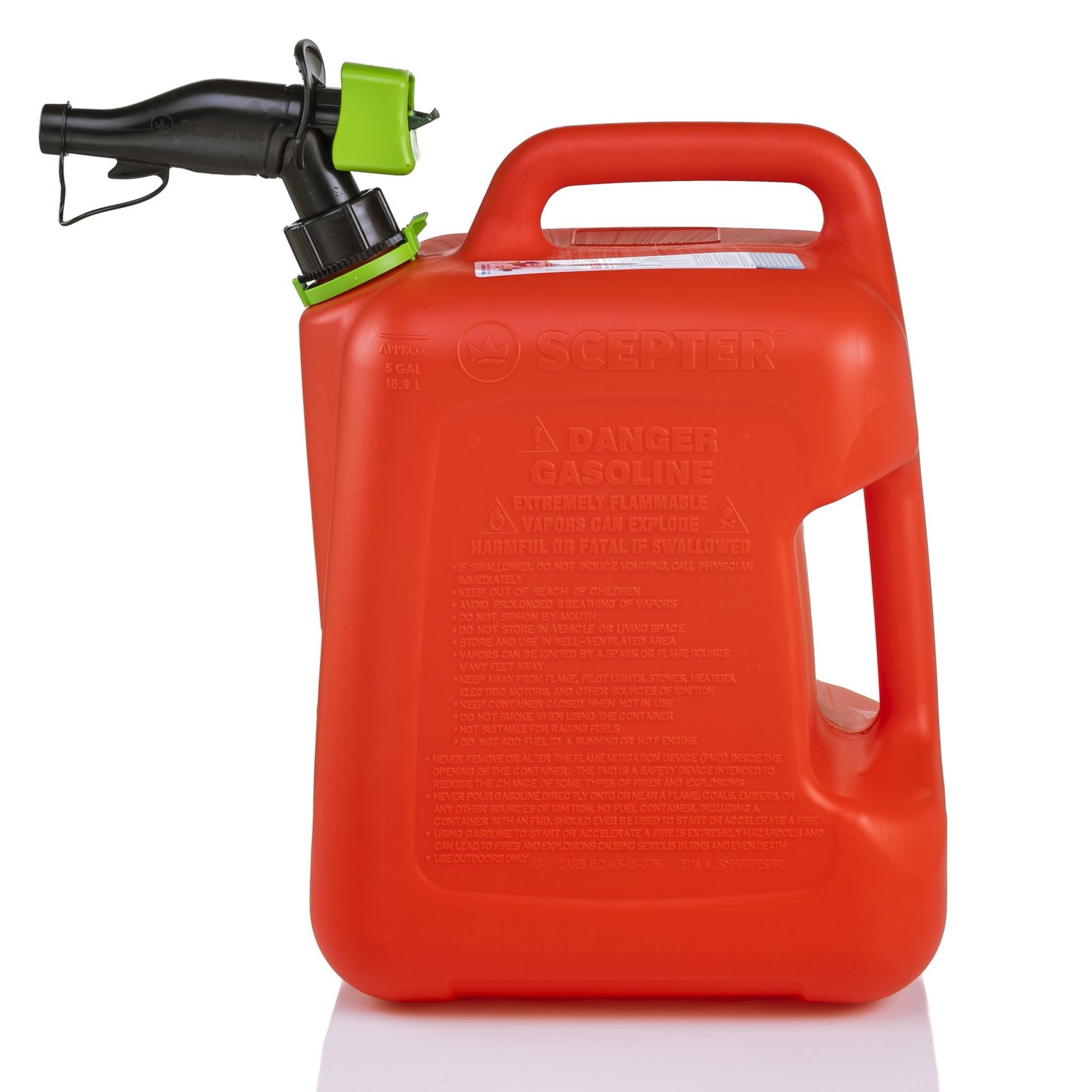 Scepter 5 Gallon SmartControl Gas Can with Rear Handle， FSCG502， Red Fuel Container