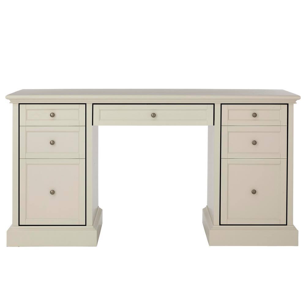 Home Decorators Collection Royce 61 in. Rectangular Polar Off-White Executive Desk SK19051Ar2-PW