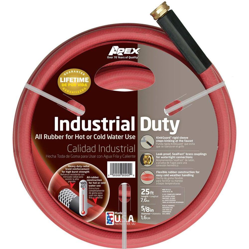 Apex 58 in. Dia x 25 ft. Red Rubber Commercial Hot Water Hose 8695 25