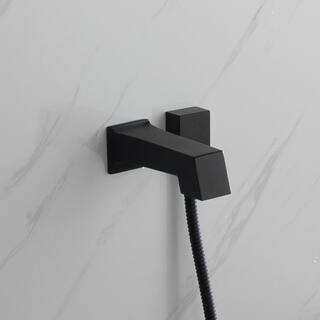 Lexora Cero 1-Spray Tub and Shower Faucet Combo with Square Showerhead and Handheld Shower Wand in Matte Black LSS12011MB