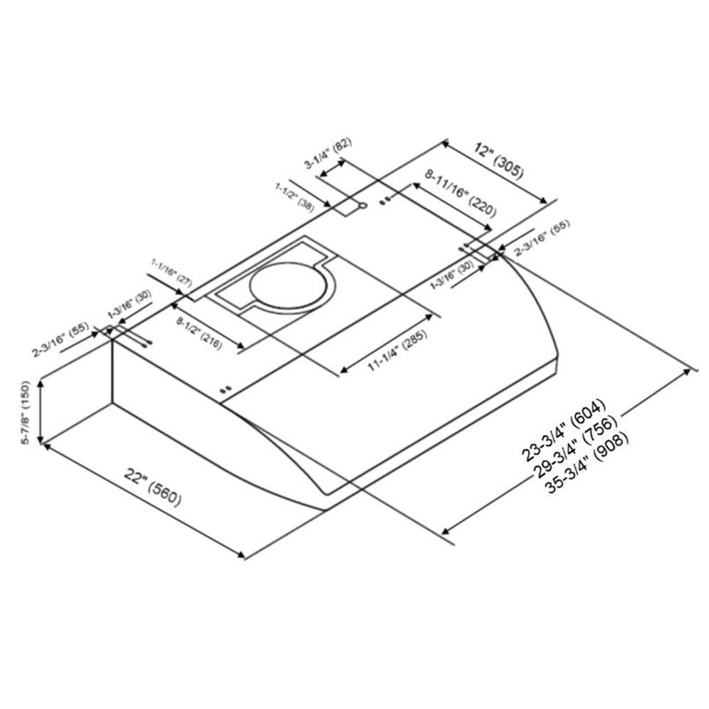 Kobe 36-inch CHX22 SQB-1 Series Under Cabinet Range Hood CHX2236SQB-1