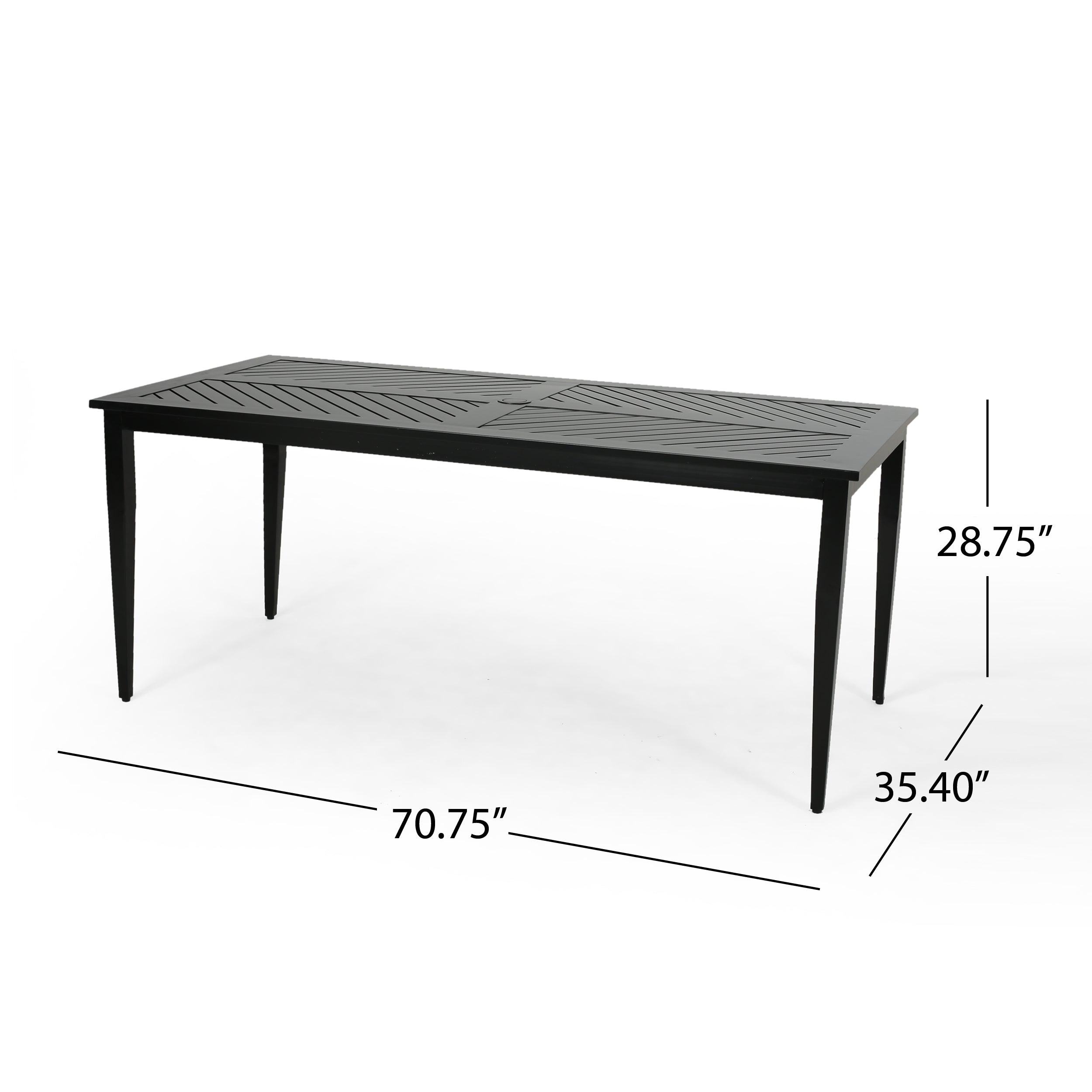 Carlson Diego Outdoor 71 Inch Aluminum Rectangular Dining Table, Matte Black