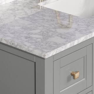 Home Decorators Collection Grayson 49 in. W x 22 in. D x 35 in. H Vanity in Storm Grey with White Marble Vanity Top 20305-VS49C-ST