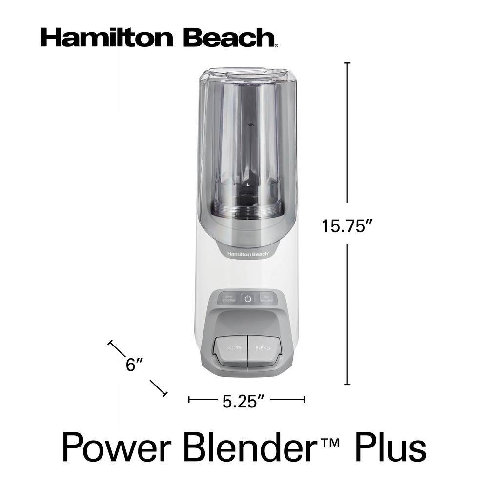 Hamilton Beach Power Blender Plus 20 oz. 2-Speed White Blender with Leak Proof Flip-Top Lid 53625