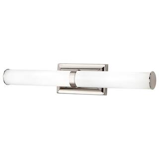 Home Decorators Collection Rolande 100-Watt Equivalent Polished Nickel LED Vanity Light with Tube Etched Glass 22838