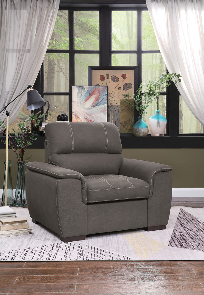 Selkirk Accent Chair With Pull Out Ottoman   Contemporary   Armchairs And Accent Chairs   by Lexicon Home  Houzz