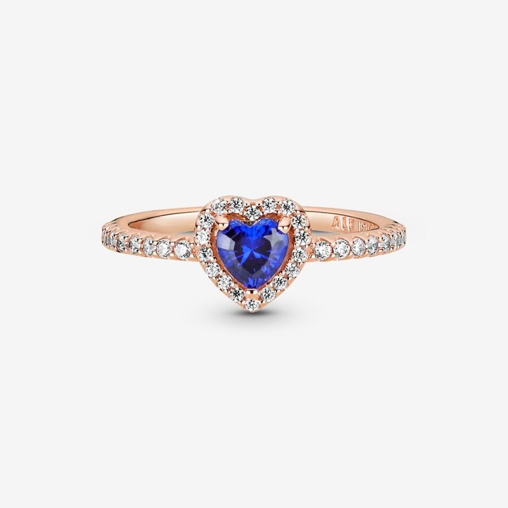 PANDORA  Sparkling Blue Elevated Heart Ring