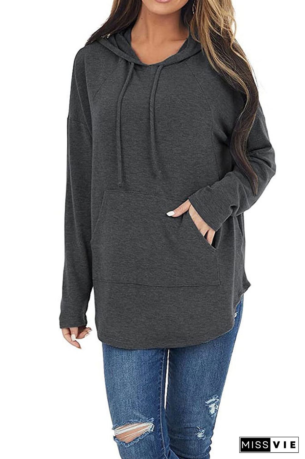 Solid Essential Pocket Hoodies Women Wholesale