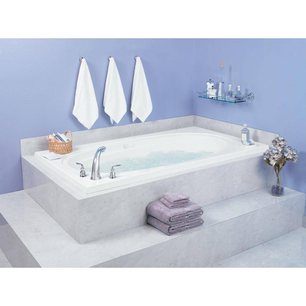 Aquatic Alydar I 60 in. Acrylic Reversible Drain Rectangular Drop-In Whirlpool Bathtub with Heater in White 826541942339