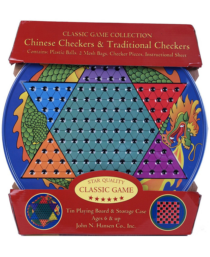 John N. Hansen Co. Chinese Checkers and Traditional Checkers Tin