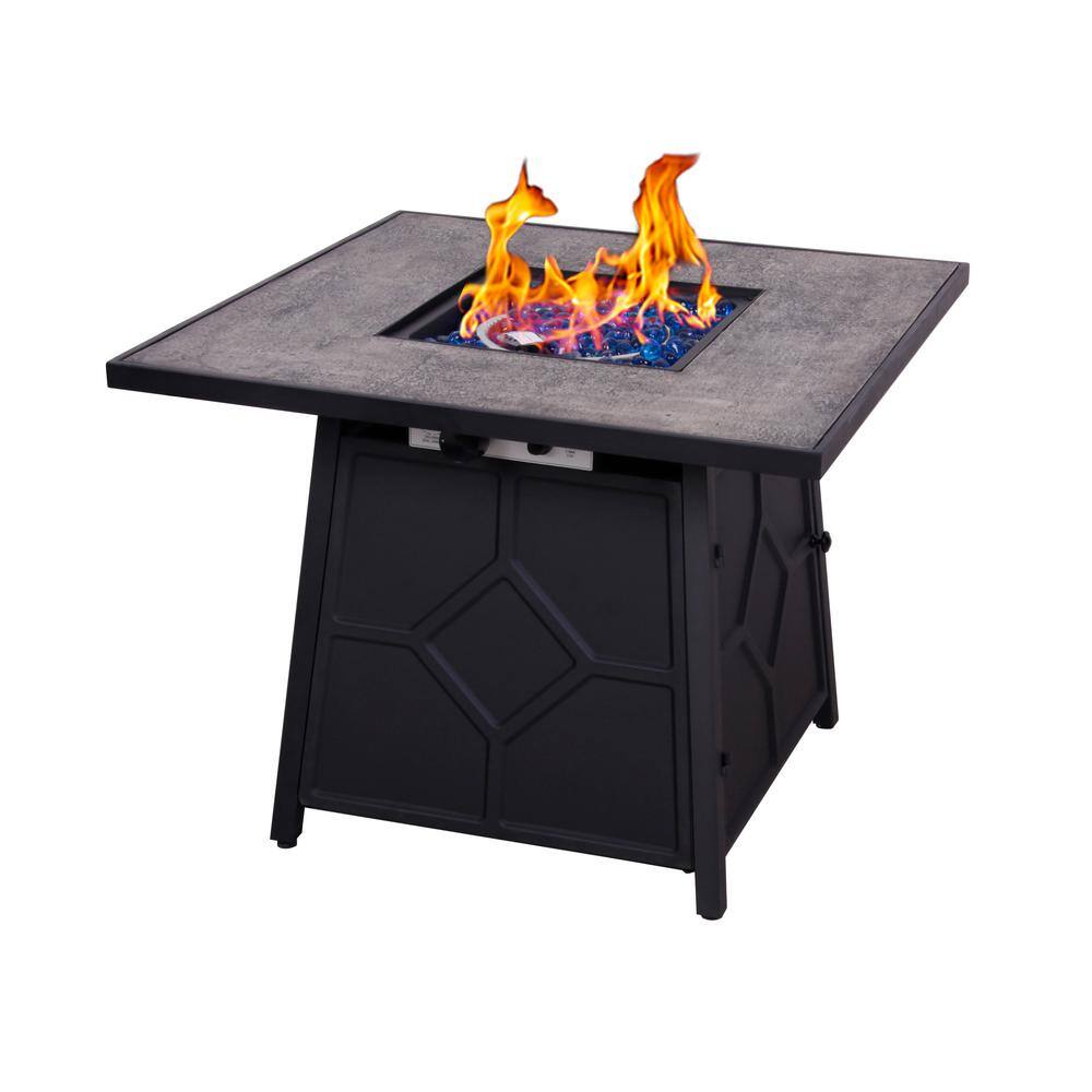 HeatMaxx 32 in. 40000BTU Fire Pit Propane Gas Fire Pit Table Square Tabletop SRGF12101