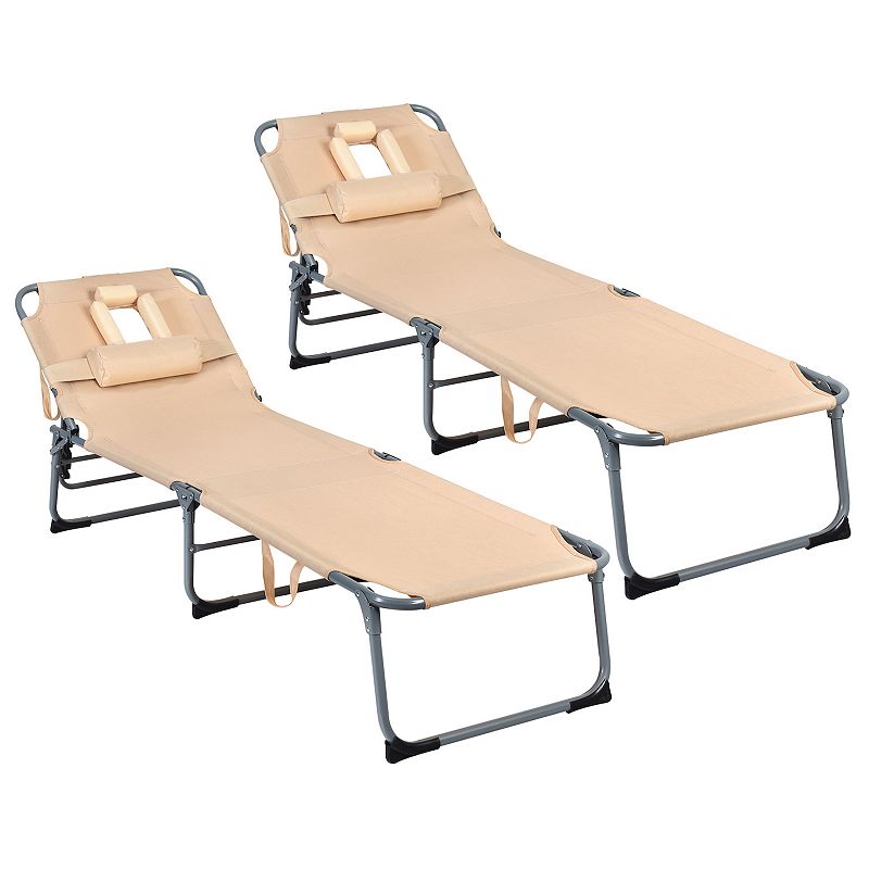 Folding Chaise Lounge Chair with Face Hole for Beach