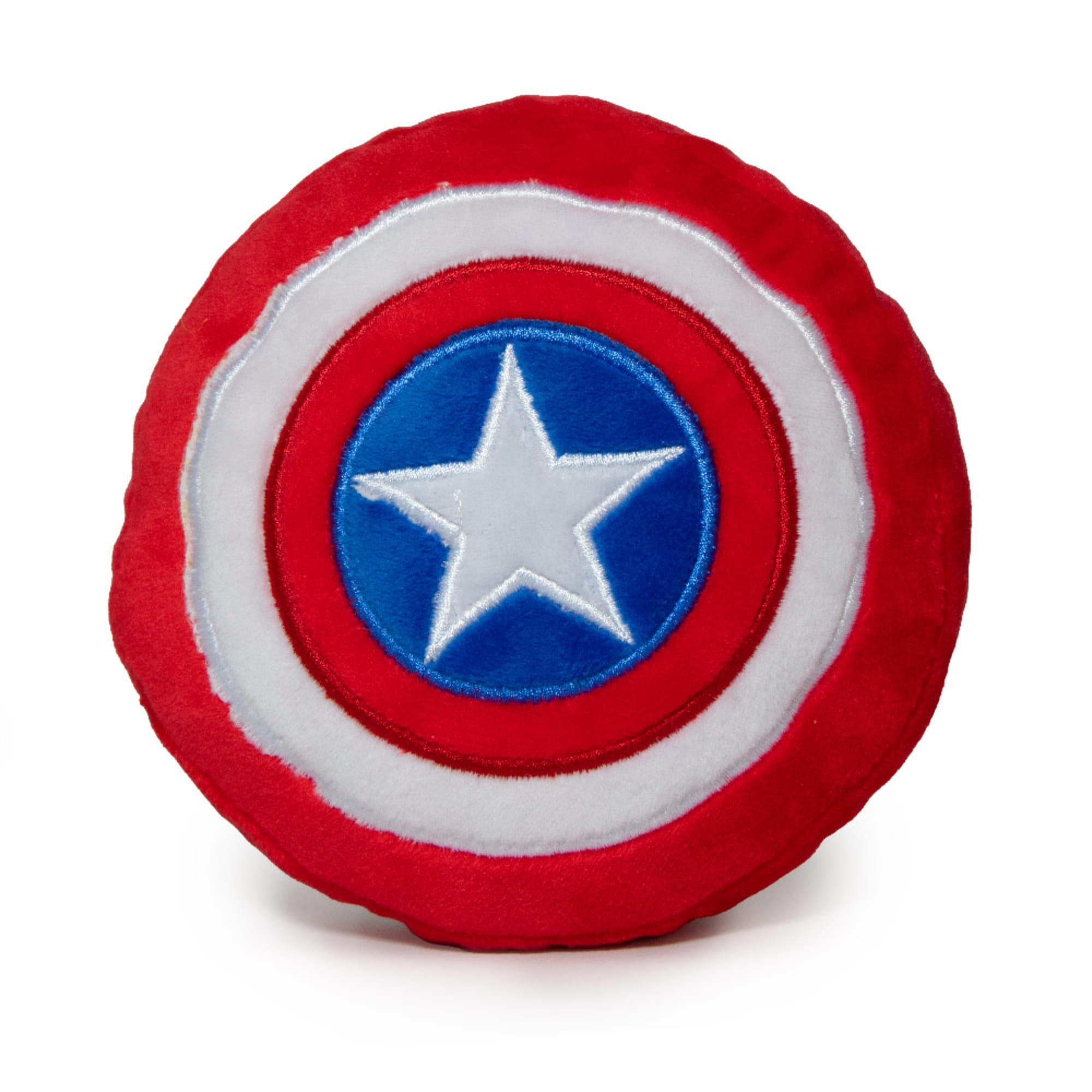 Buckle-Down Red/White/Blue Marvel Captain America Shield Plush Squeaker Dog Toy， X-Small