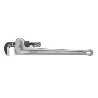 RIDGID 24 in. Aluminum Straight Pipe Wrench for Plumbing Sturdy Plumbing Pipe Tool with Self Cleaning Threads and Hook Jaws 31105