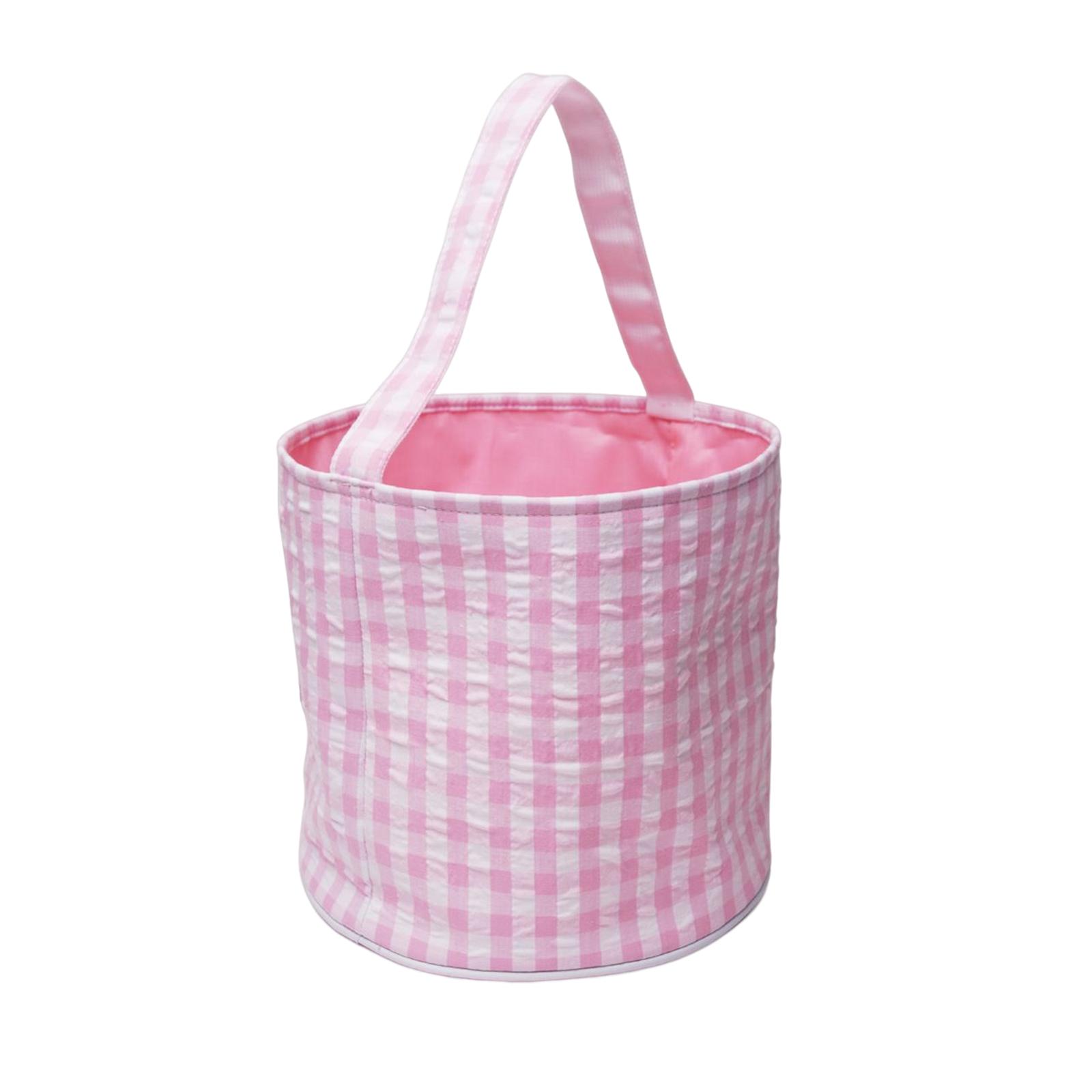 Easter Bag Storage Tote Bag Collapsible Kids Eggs Bucket Reusable Handbag Grocery Bags Large for Party Supplies， Kids Eggs ， Gifts Toy Pink