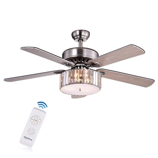 Kimalex  Lighted Ceiling Fan with Wood Nickel Crystal Shade (optional Remote) Shopping - The Best Deals on Ceiling Fans | 39420682