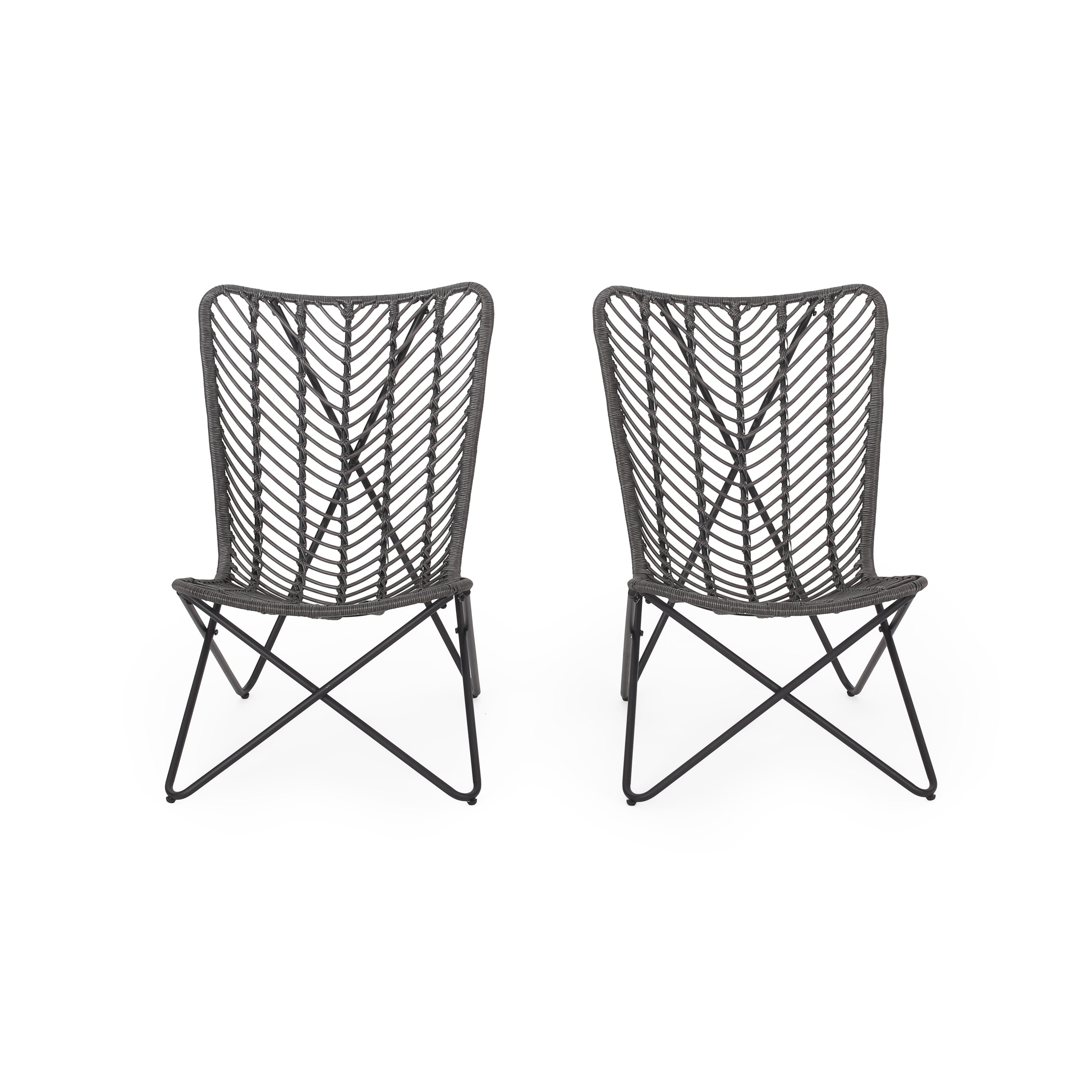 Juan Outdoor Wicker Accent Chairs, Set of 2