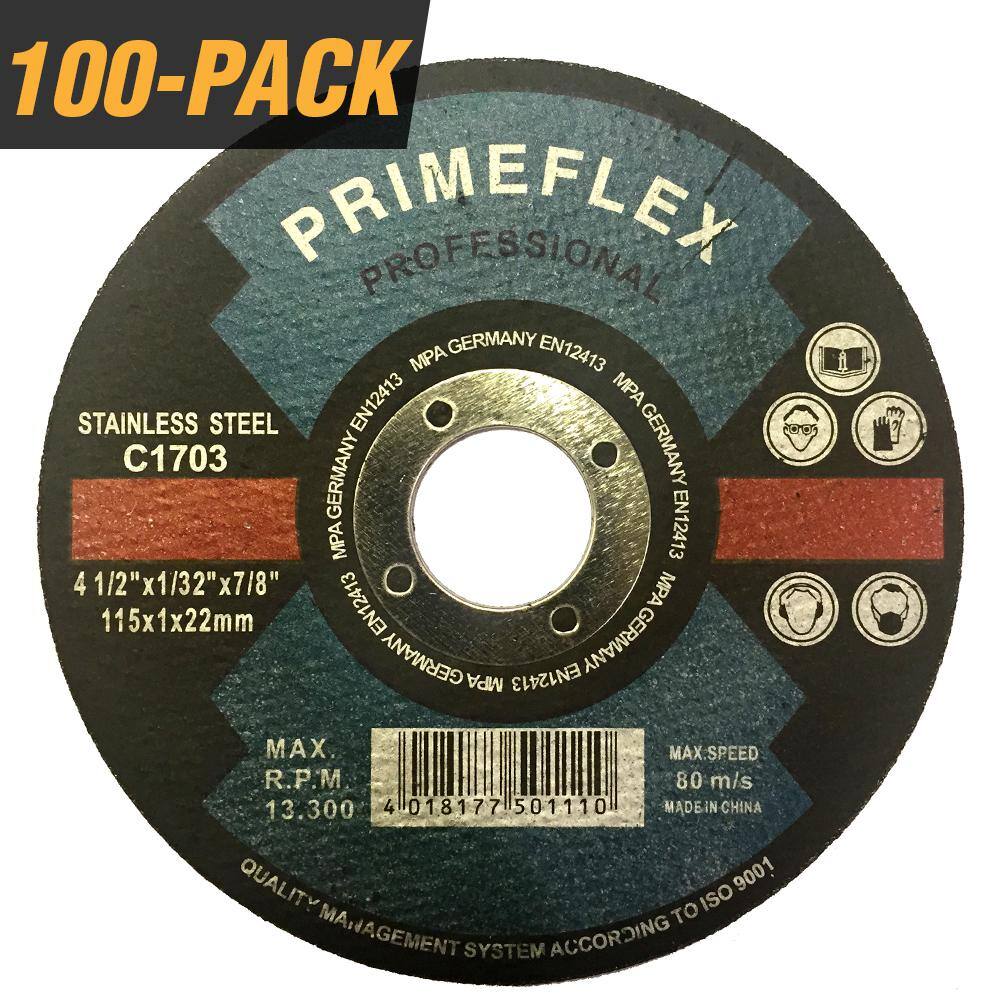 GRIP TIGHT TOOLS 4-12 in x 132 in 78 in. Thin Kerf Cut Off Wheel Cutting Disc for Metal  Stainless Steel (100-Pack) C1703-100