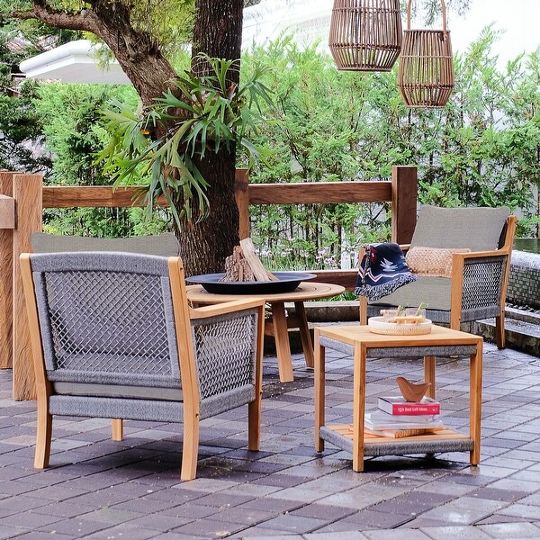 Cambridge Casual Nassau 3Piece Teak Wood Outdoor Chat Set