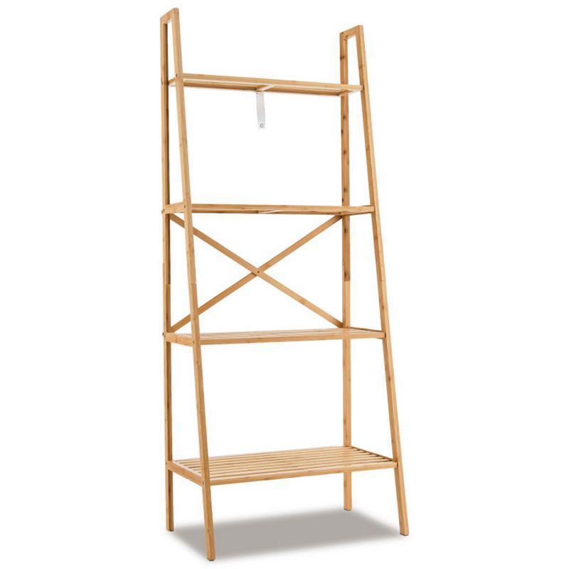 Hivago 58 Inch 4-Tier Ladder Bookshelf-Natural