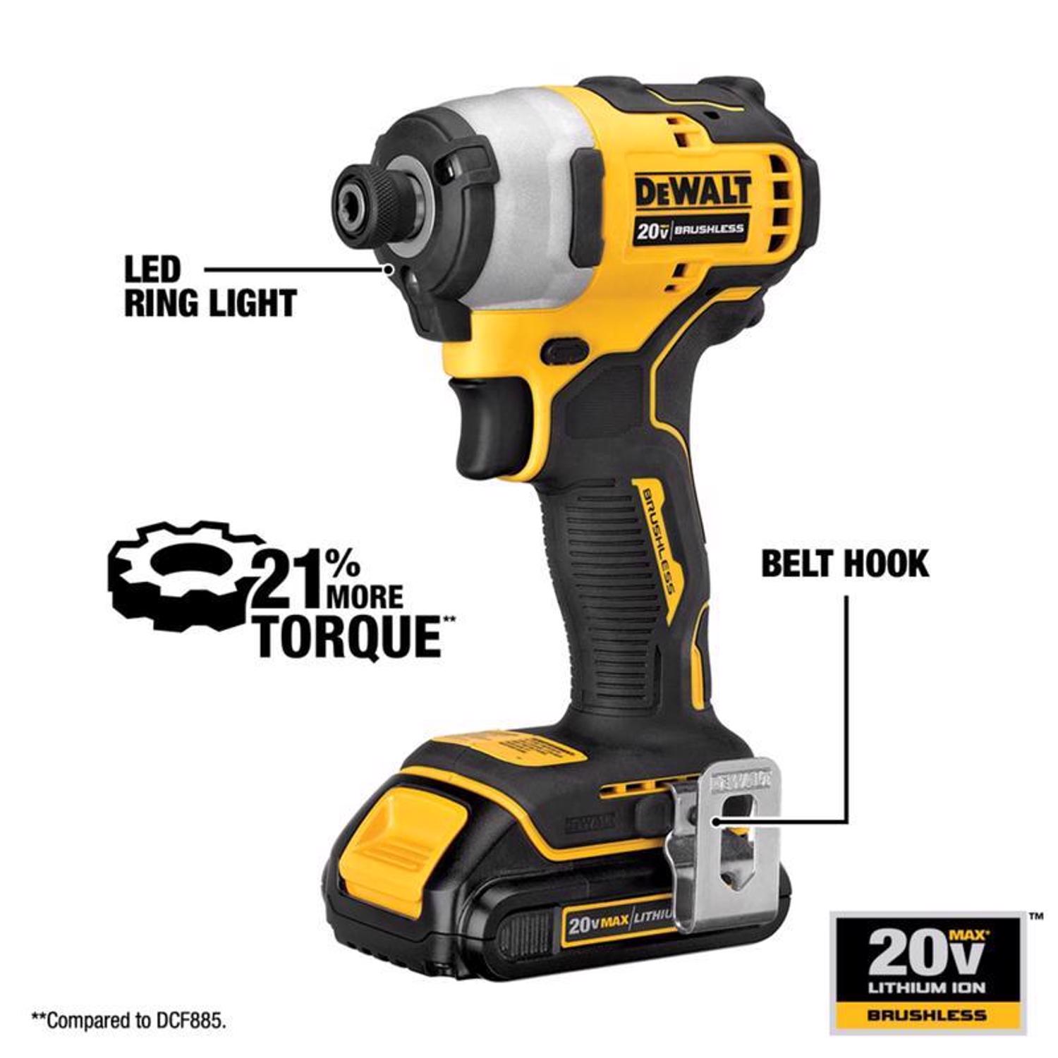 DW 20V MAX ATOMIC 1/4 in. Cordless Brushless Impact Driver Kit (Battery \u0026 Charger)