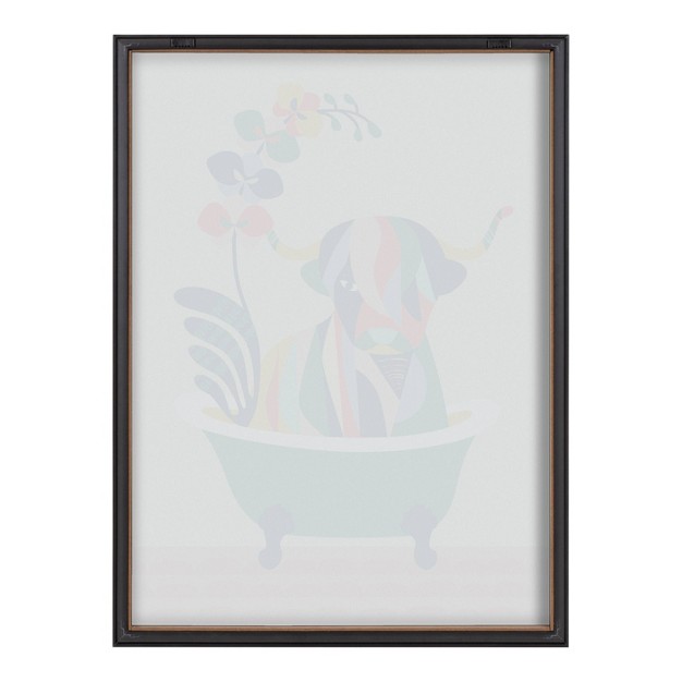 X 24 quot Blake Mid century Modern Cow In Bathtub Framed Printed Glass Gold Kate amp Laurel All Things Decor