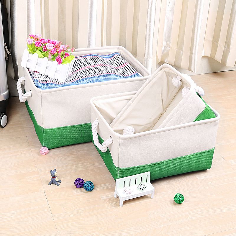 Fabric Dual Handles Laundry Bin Basket Storage Container Box S Size