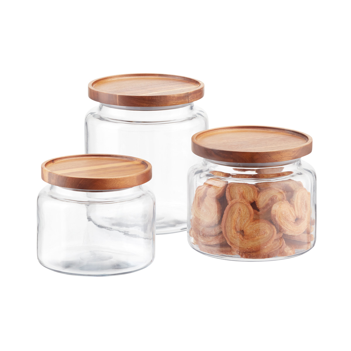 Anchor Hocking Montana Glass Canisters with Acacia Lids