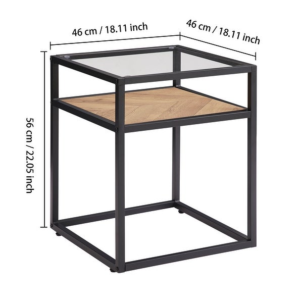 2-Tier Tempered Glass Top End Table