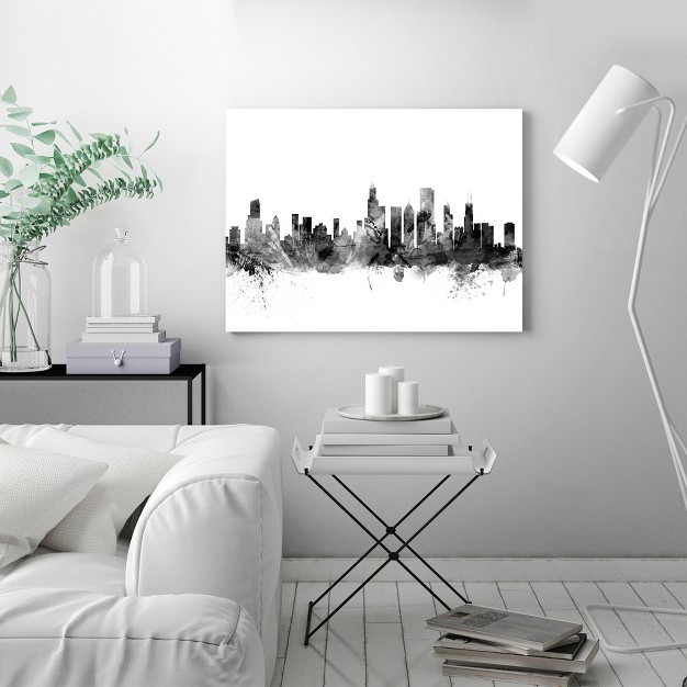 Americanflat Modern Minimalist Chicago Illinois Skyline New 1 By Michael Tompsett Wrapped Canvas