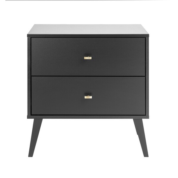 Milo Mid Century Modern Bedroom Nightstand， 2-Drawer， Black - - 37263553